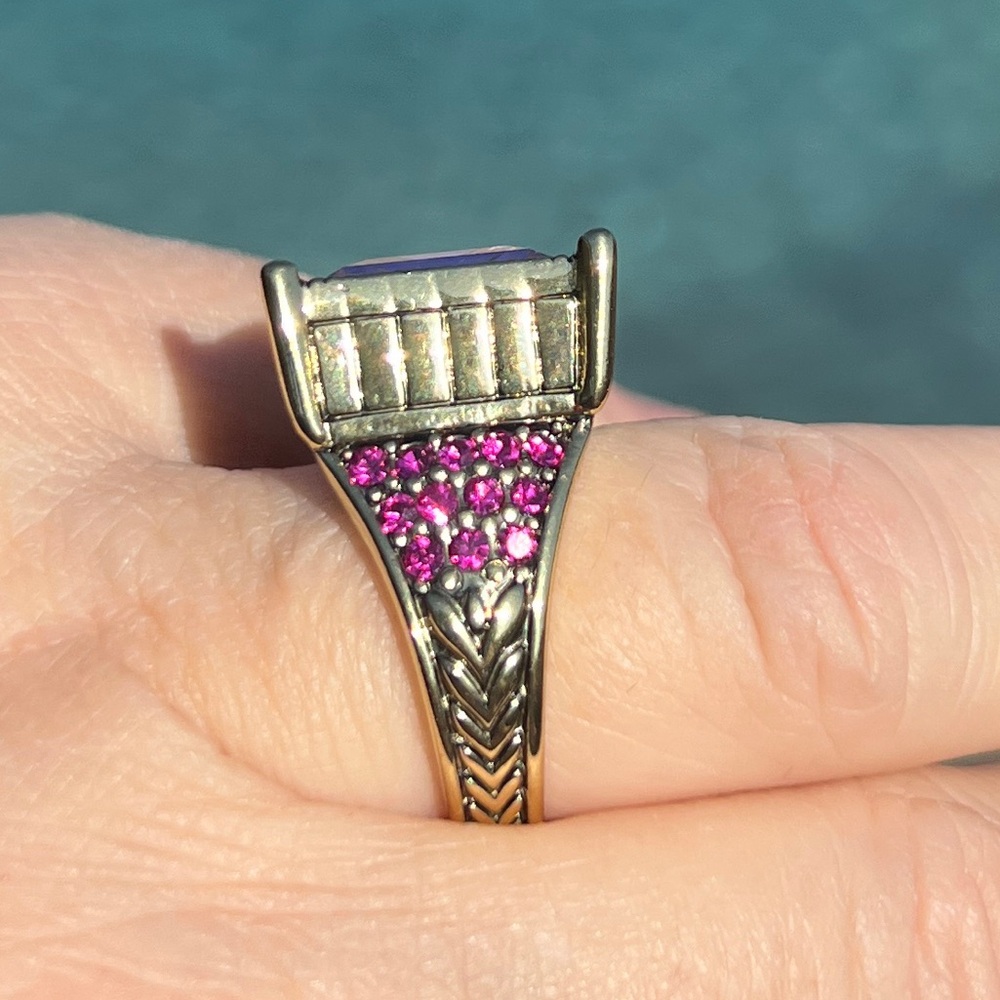 Heidi Daus Sparkling Solutions large pink baguette statement ring sz 9 - Picture 5 of 11